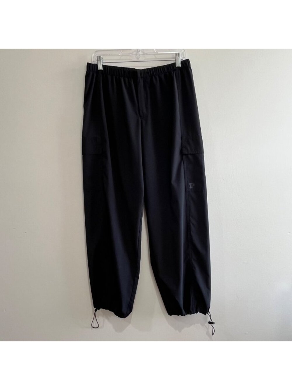 Victioria's Secret Pink Parachute Jogger Pants Womens M Black Baggy Pockets'